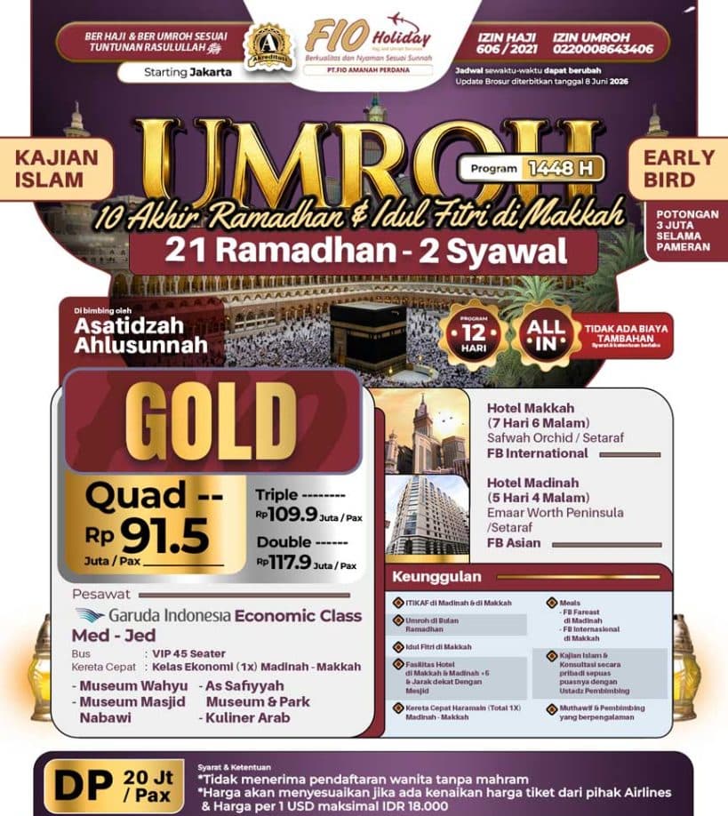 21 Ramadhan 2027 (Umroh Gold Itikaf di Makkah)