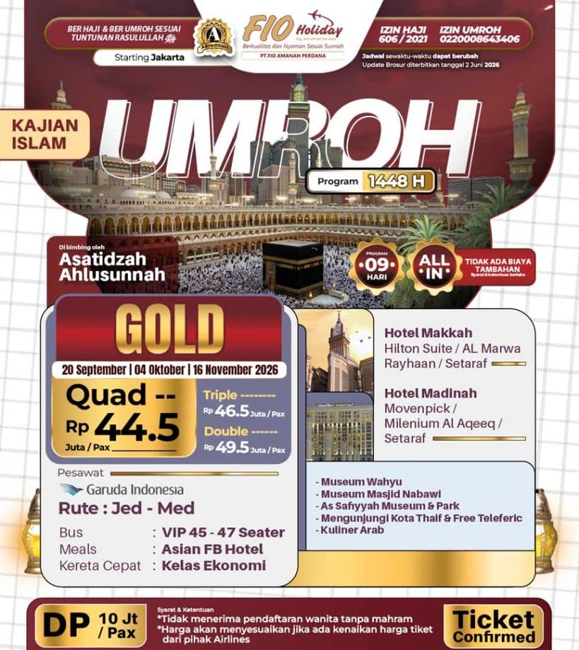 4 Oktober 2026 (Umroh Gold)