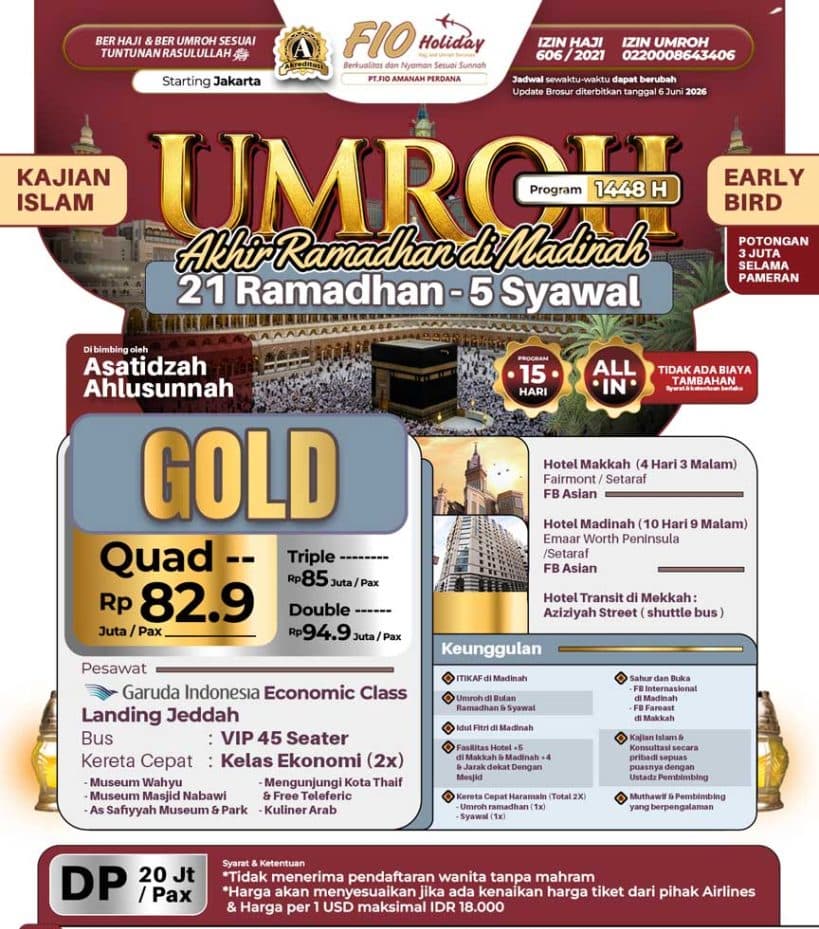21 Ramadhan 2027 (Umroh Gold Itikaf di Madinah)