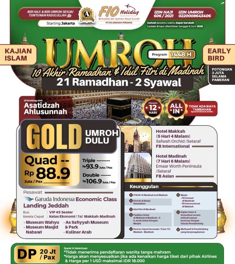 21 Ramadhan 2027 (Umroh Gold Itikaf di Madinah)