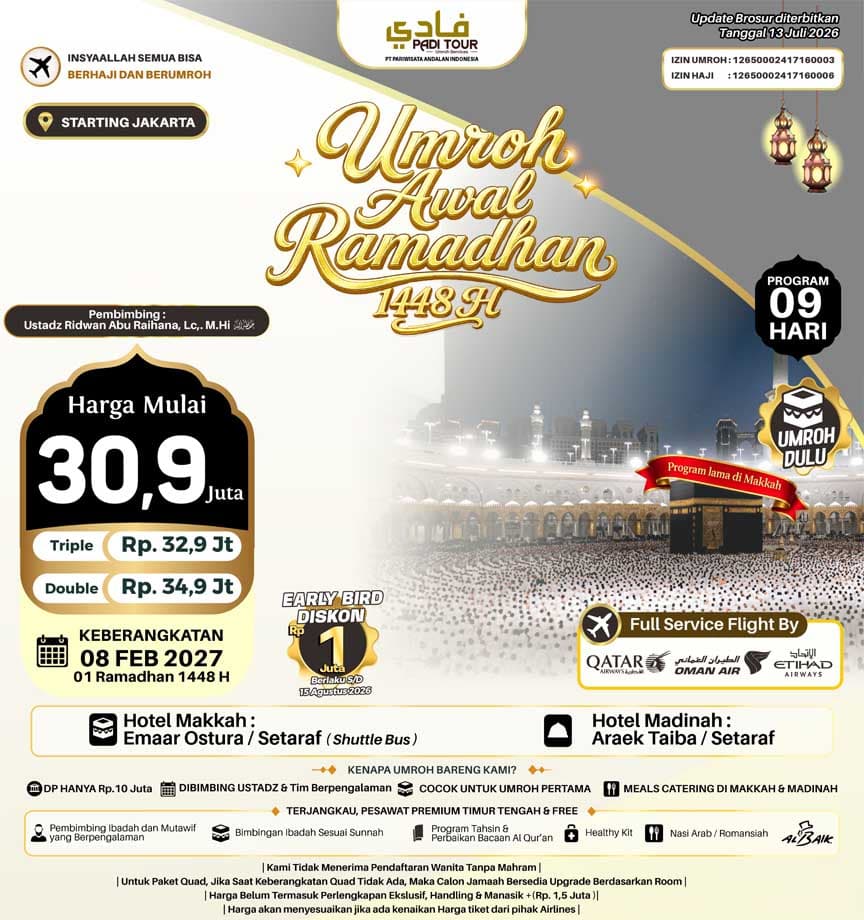 8 Februari 2027 (Umroh Awal Ramadhan)