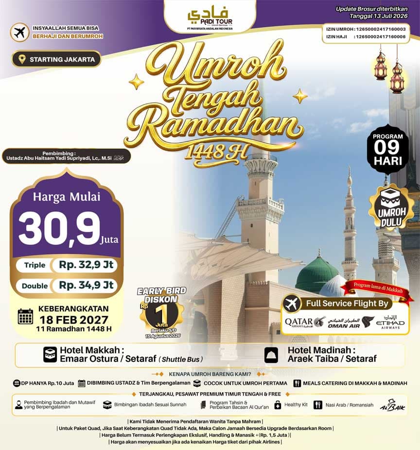 18 Februari 2027 (Umroh Tengah Ramadhan)