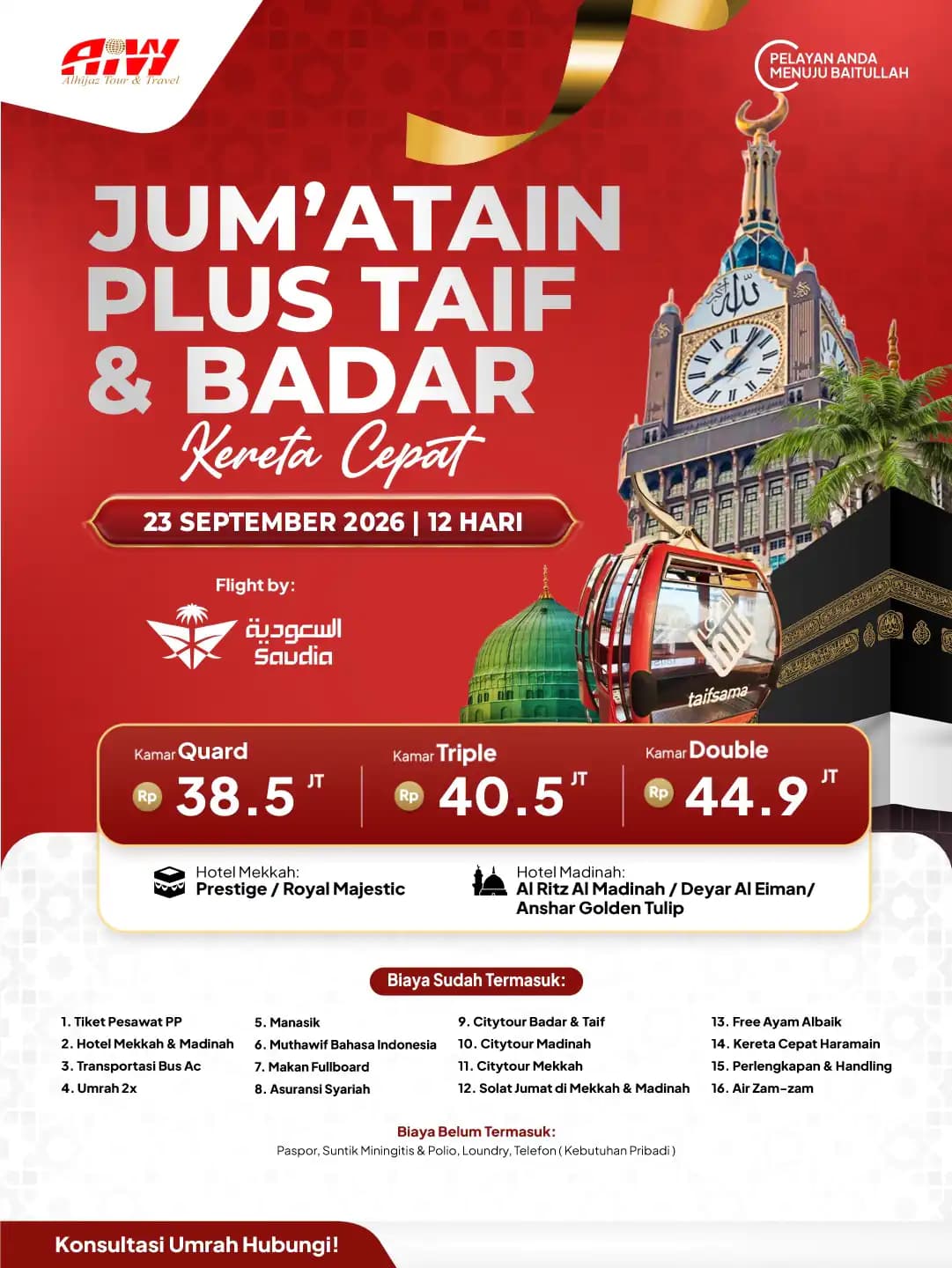 JUM'ATAIN PLUS TAIF + BADAR 12HR (KERETA CEPAT)