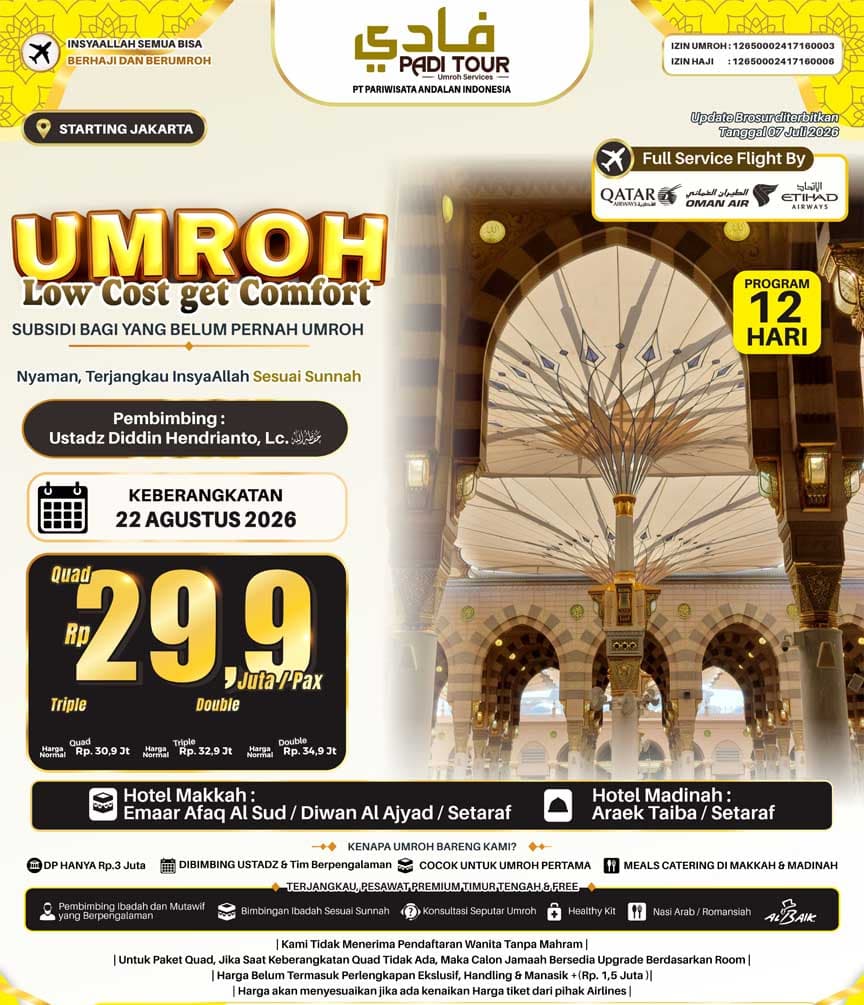 22 Agustus 2026 (Umroh LCC 12 Hari)