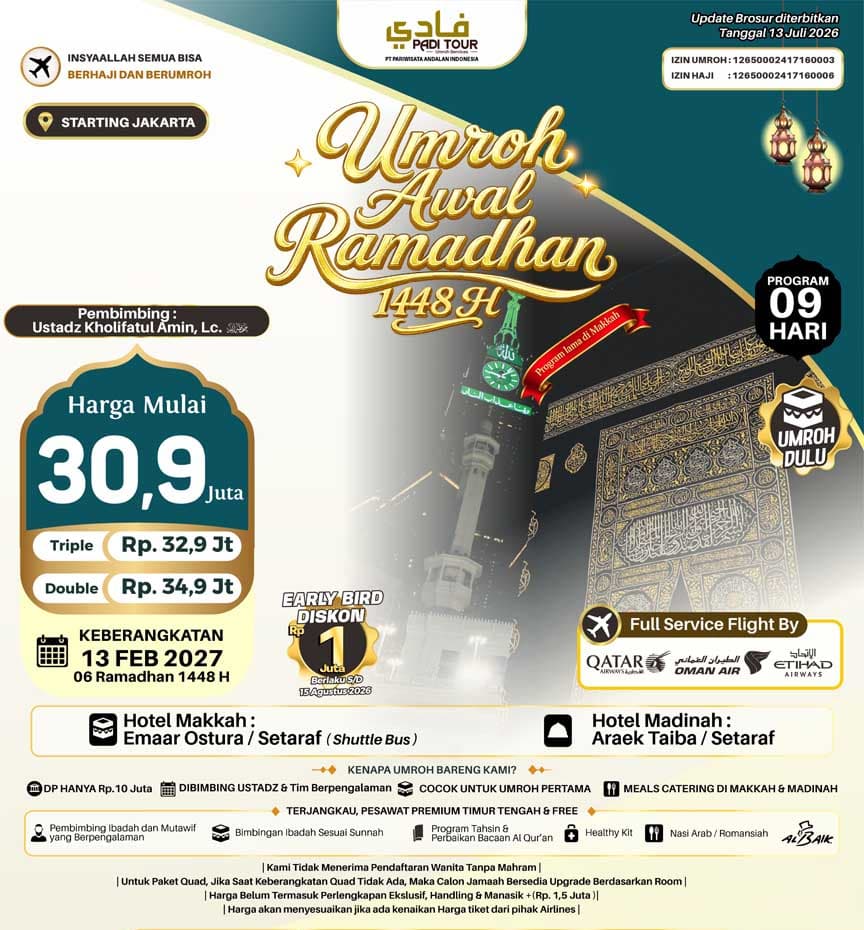 13 Februari 2027 (Umroh Awal Ramadhan)
