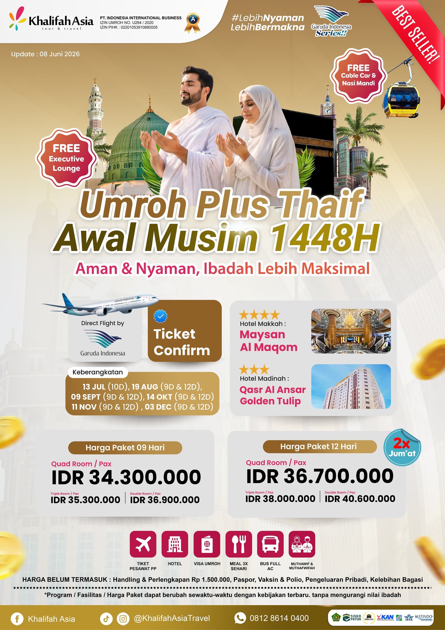 Umroh Reguler + Thaif, Cable Car 19 Agust 12 Hari