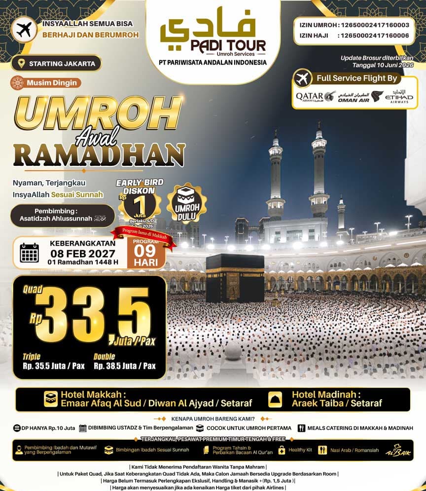 8 Februari 2027 (Umroh Awal Ramadhan)