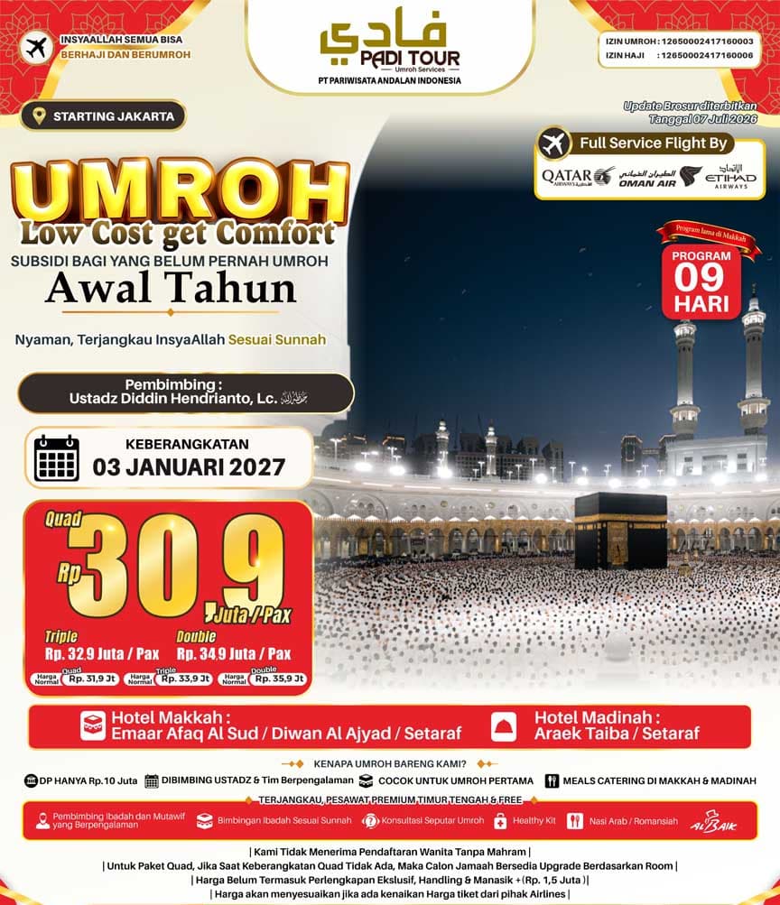 3 Januari 2027 (Umroh LCC)