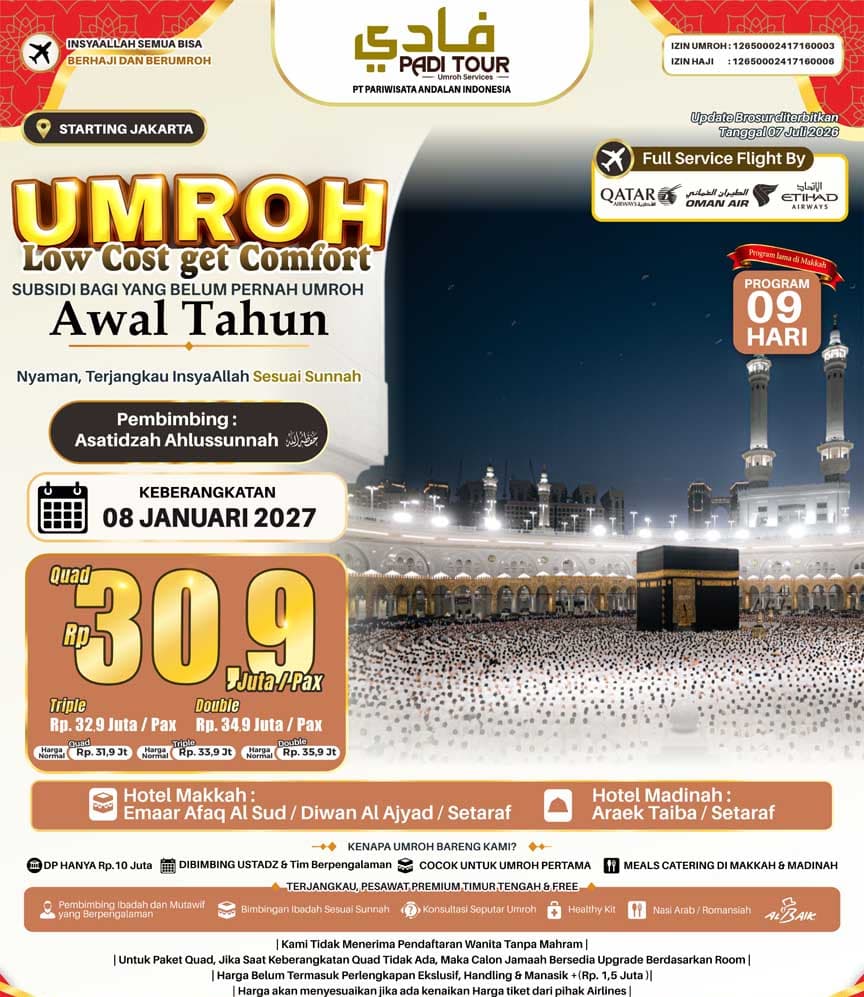8 Januari 2027 (Umroh LCC)