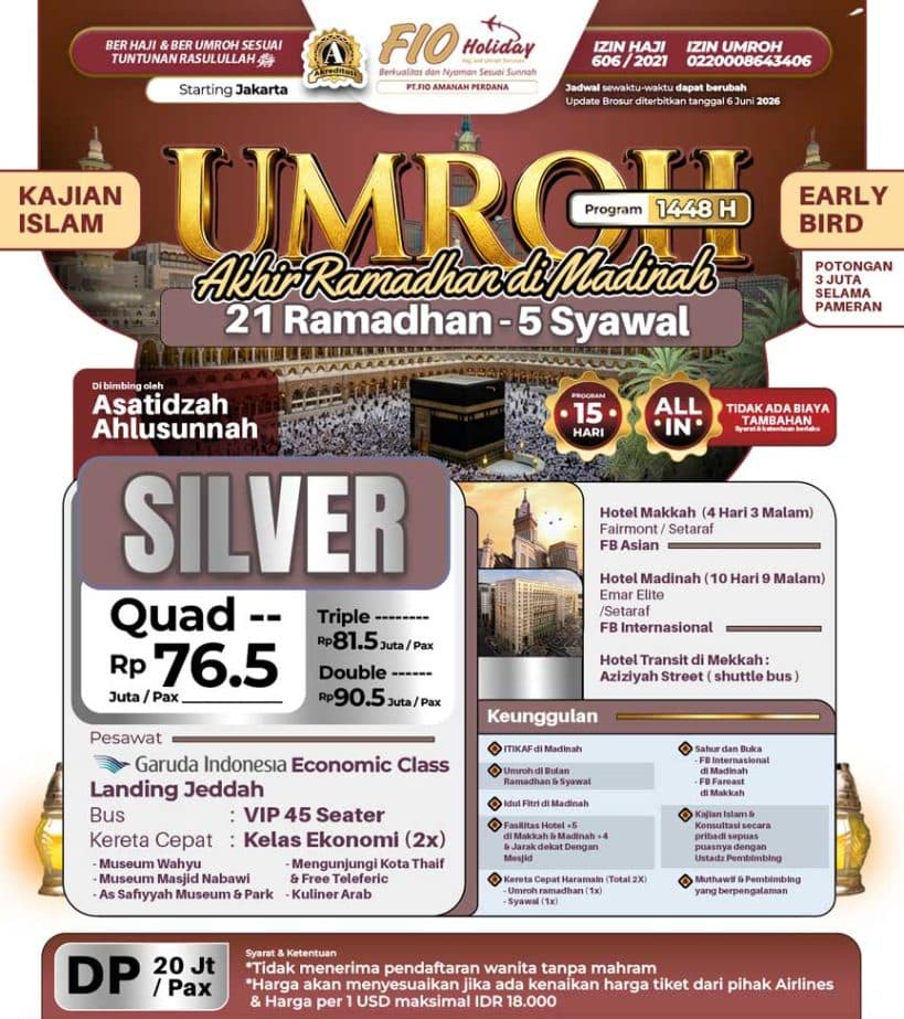 21 Ramadhan 2027 (Umroh Silver Itikaf di Madinah)
