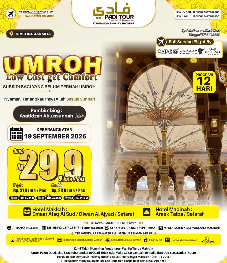 19 September 2026 (Umroh LCC 12 Hari)