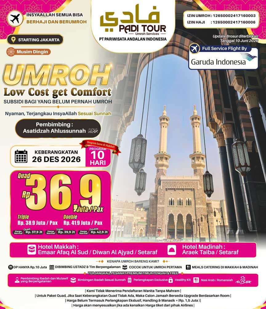 26 Desember 2026 (Umroh LCC 10 Hari)
