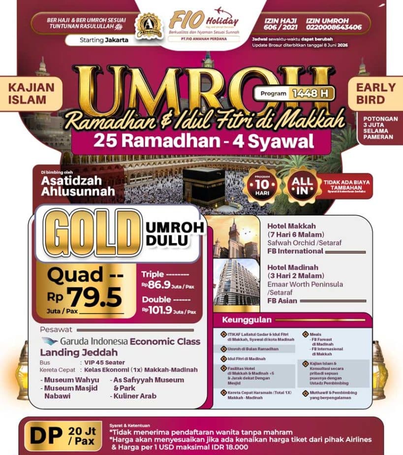 25 Ramadhan 2027 (Umroh Gold Itikaf di Makkah)